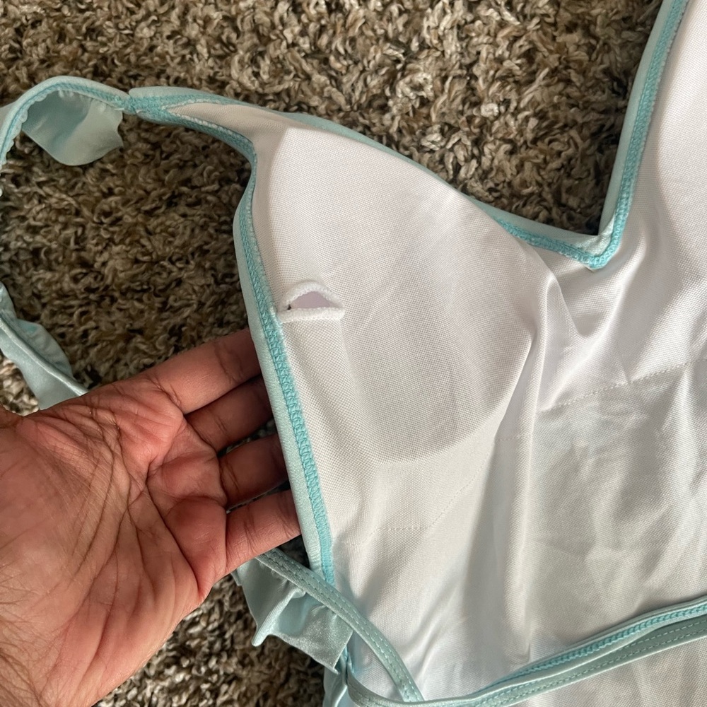 SHEIN Light Blue Ruffle One-Piece Swimsuit - Picture 6 of 8